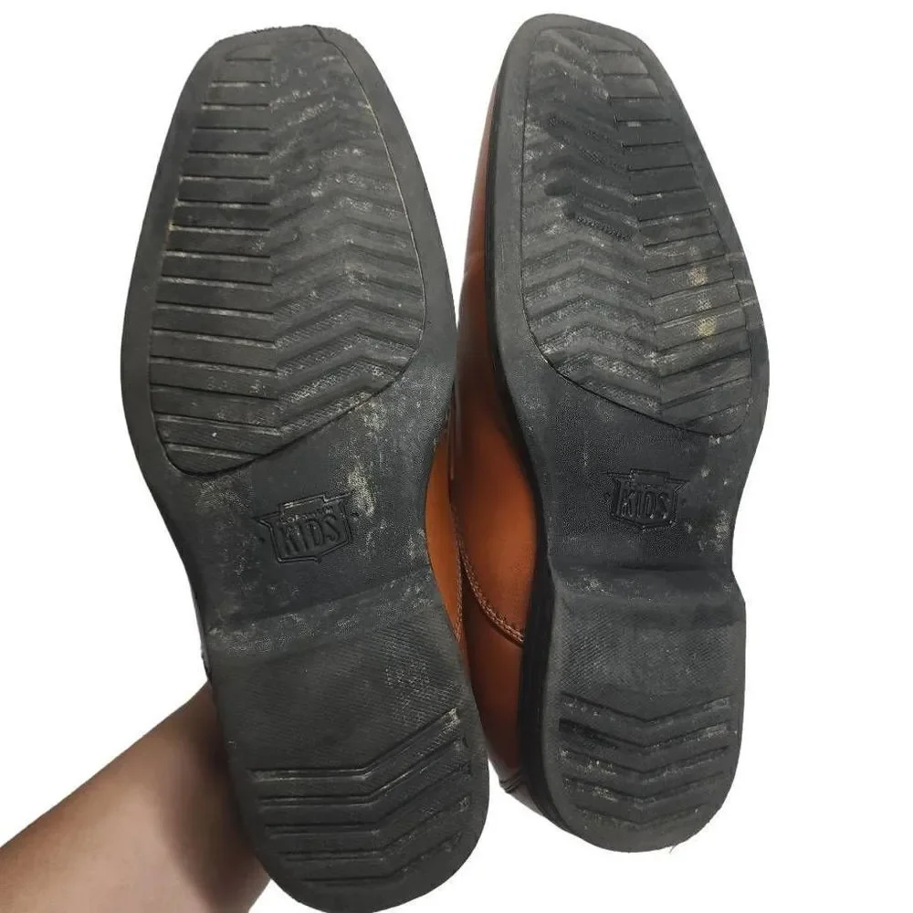 Florsheim Kid's Brown Leather Lace Up Bicycle Toe‎ Oxford Dress Shoes Size 6.5M